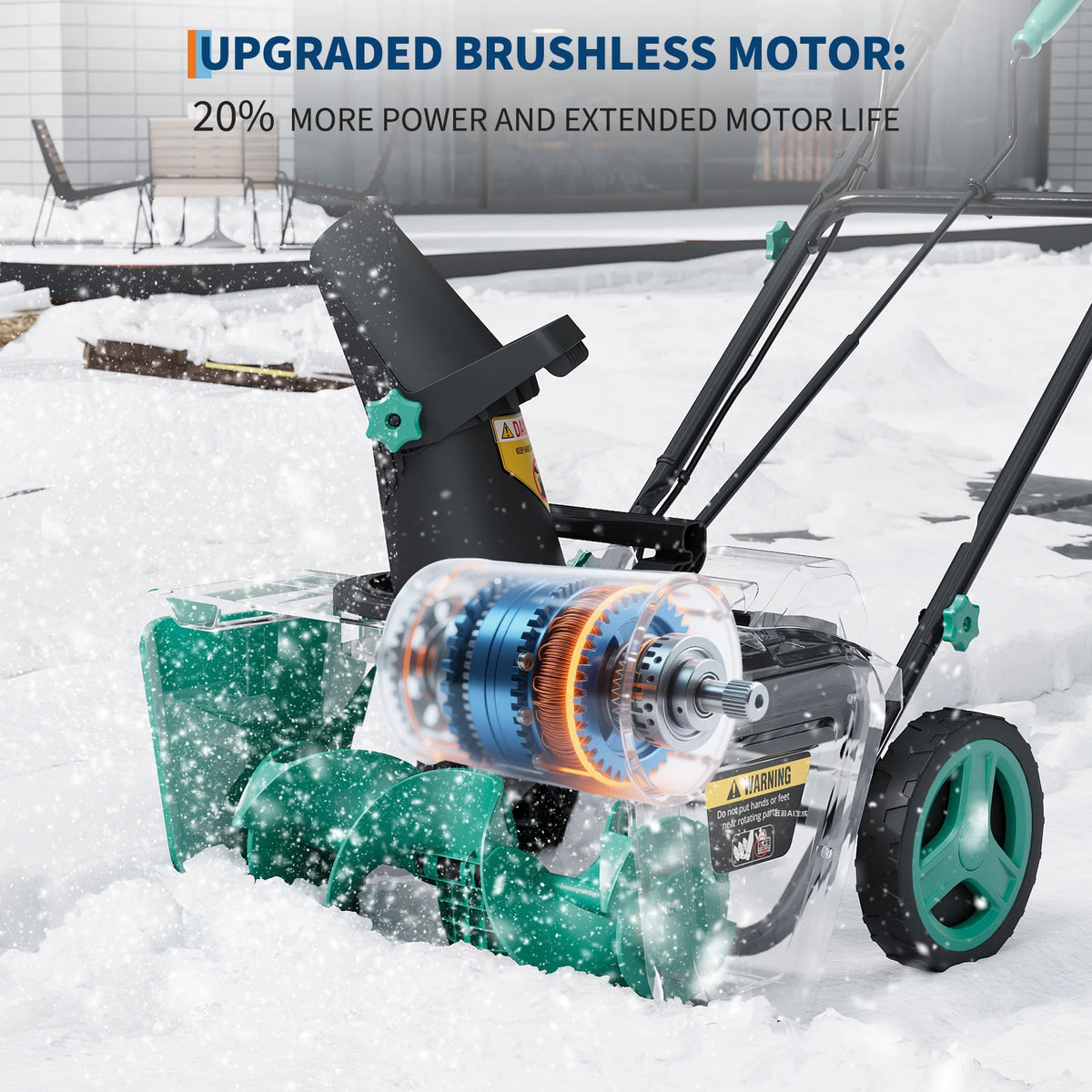 Electric Snow Blower With Brushless Motor And Safety Lock