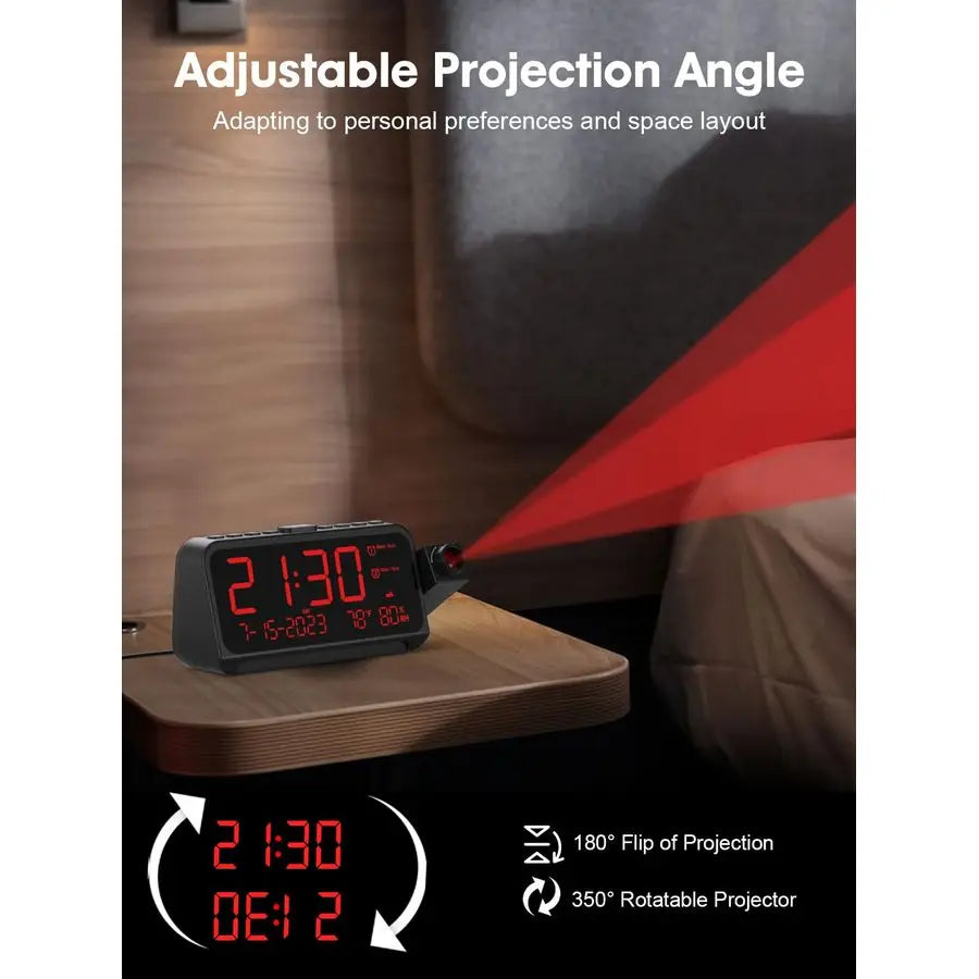 Projection Alarm Clock With Ceiling Projector And Alarms