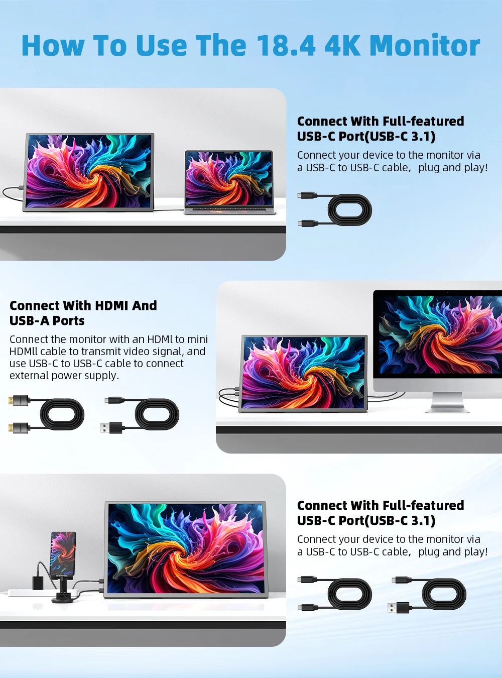 UPERFECT 4K QLED Portable Gaming Monitor