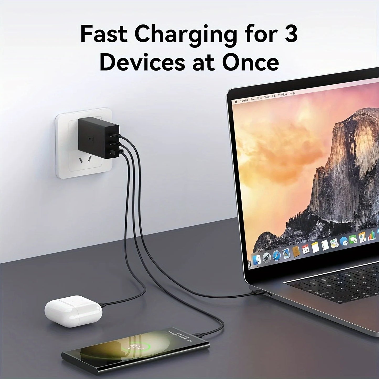 Sanprio 65W GaN USB C Charger 3 Port Power Adapter