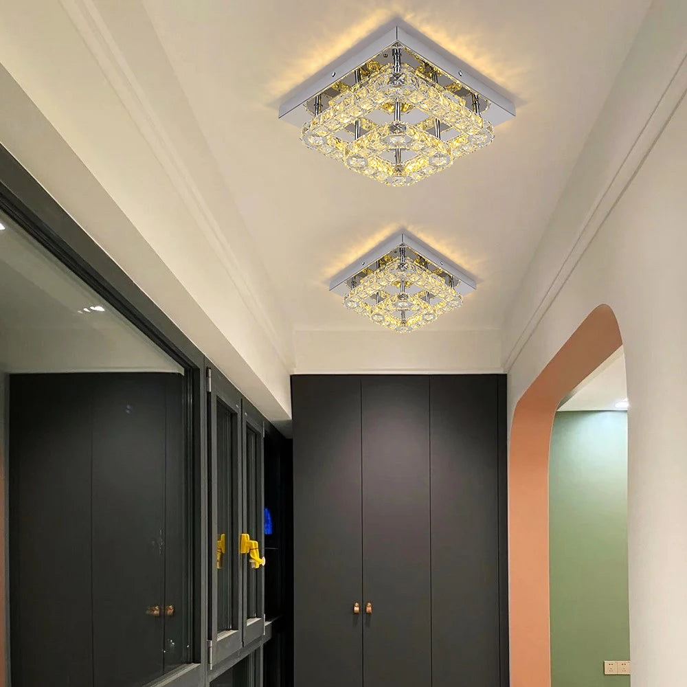 GreeLustr Square Crystal Led Ceiling Light