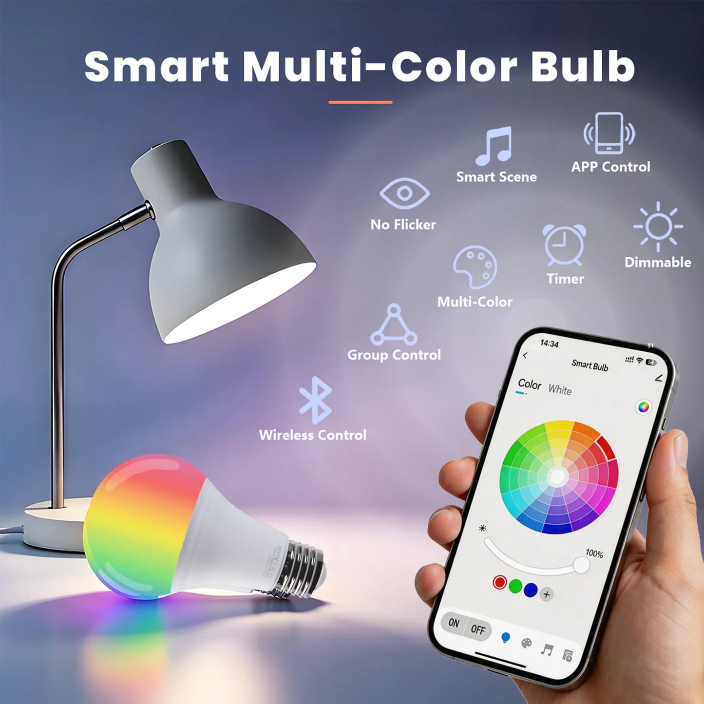 Smeileas RGBCW Smart Bulbs Dimmable LED Lights Music Sync