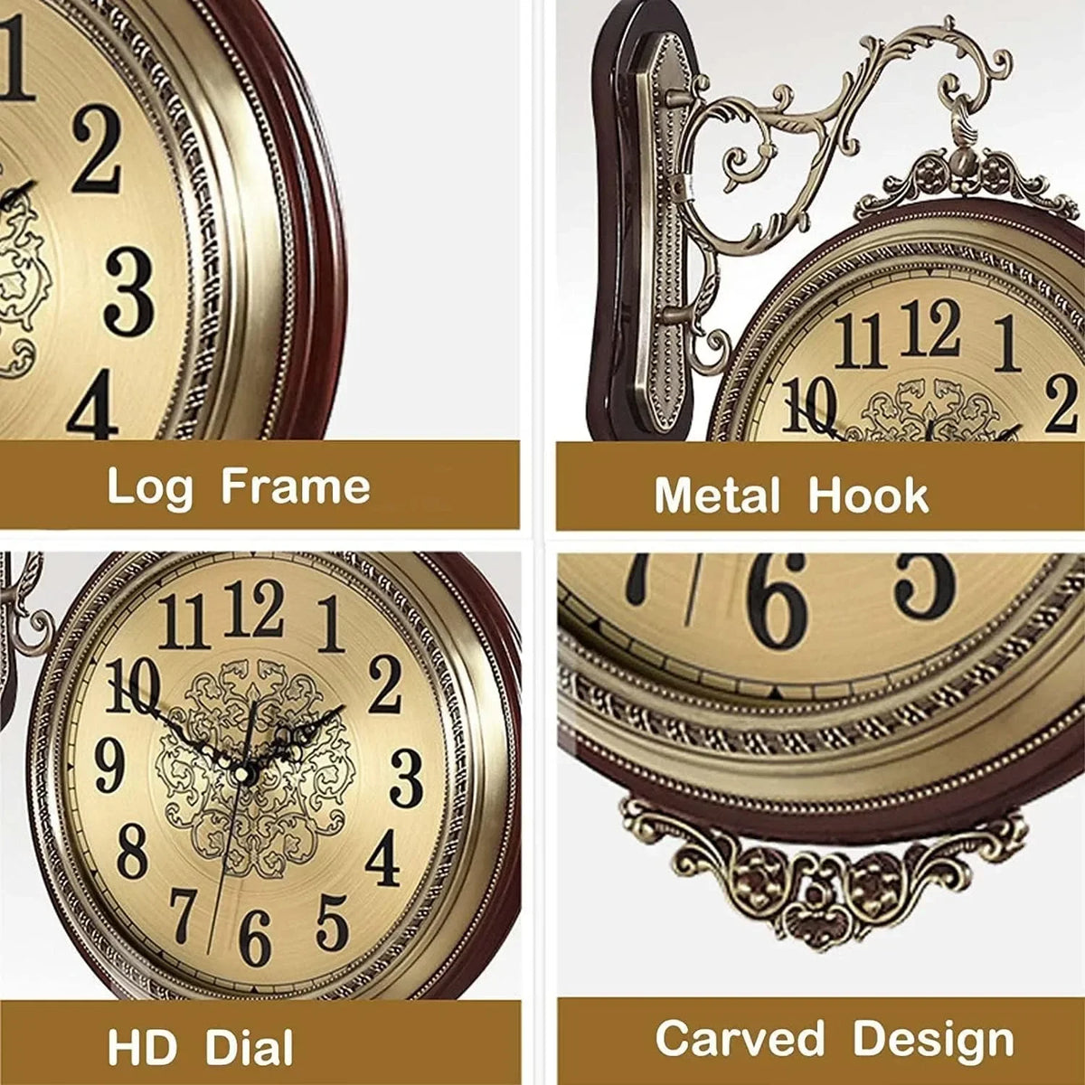 European Style Double Sided Silent Wall Clock