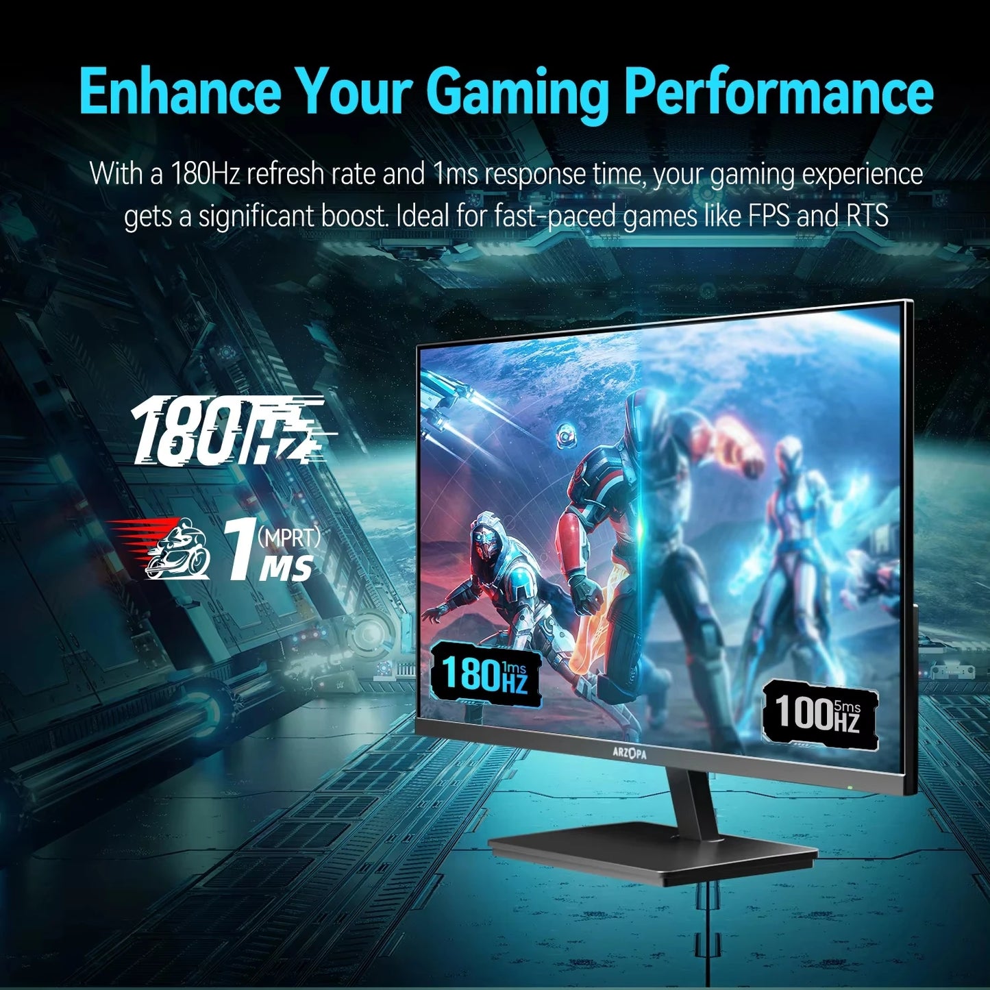 ARZOPA 180Hz QHD IPS Gaming Monitor With Type C FreeSync