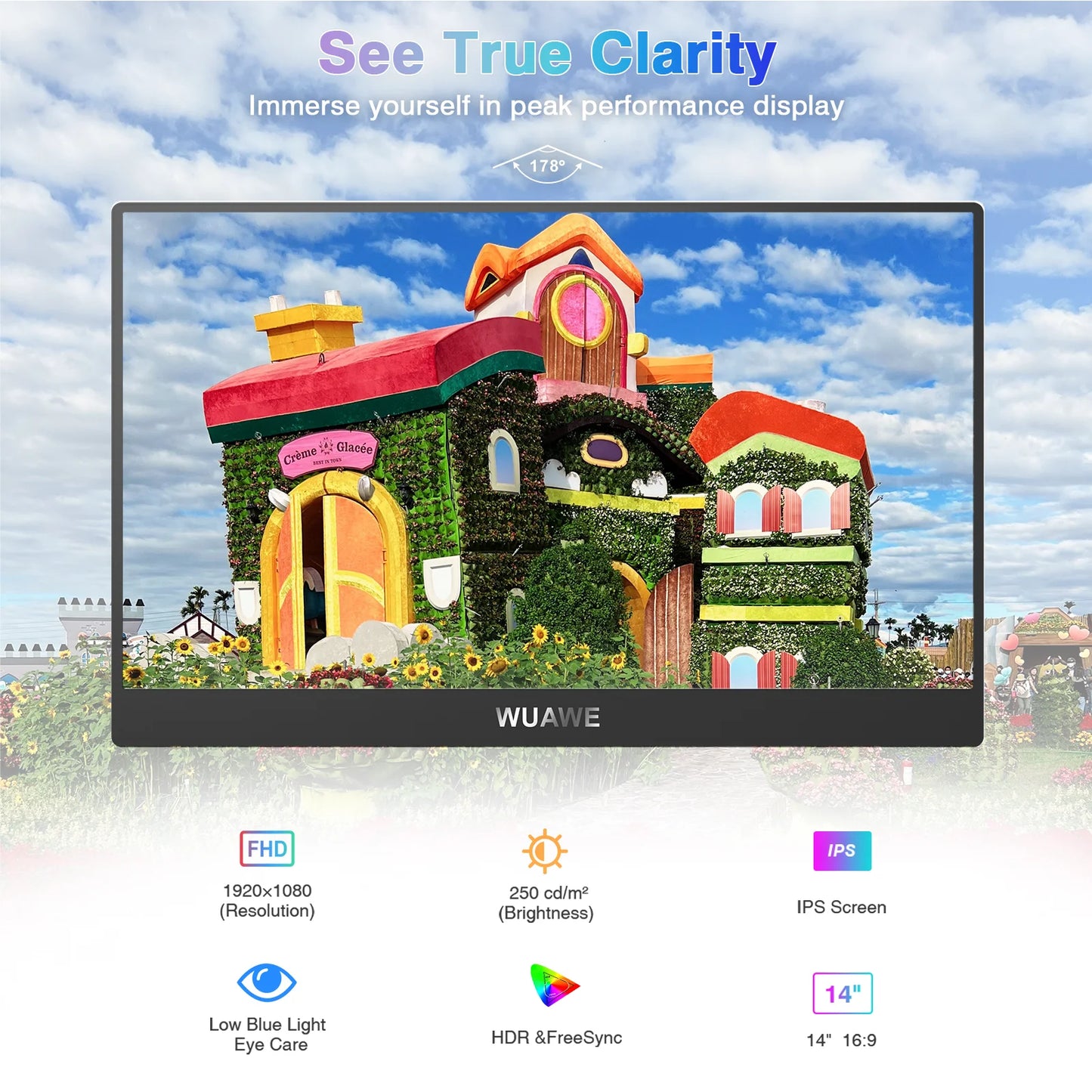 WUAWE Portable Monitor USB C HDMI Travel Display