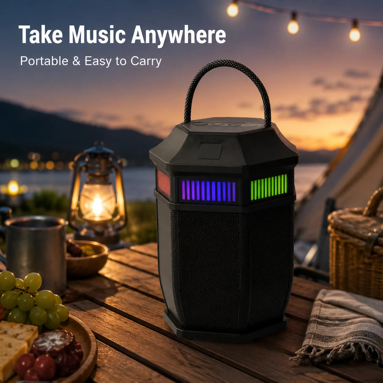Portable Bluetooth Lantern Speaker 10W RGB Lighting Modes