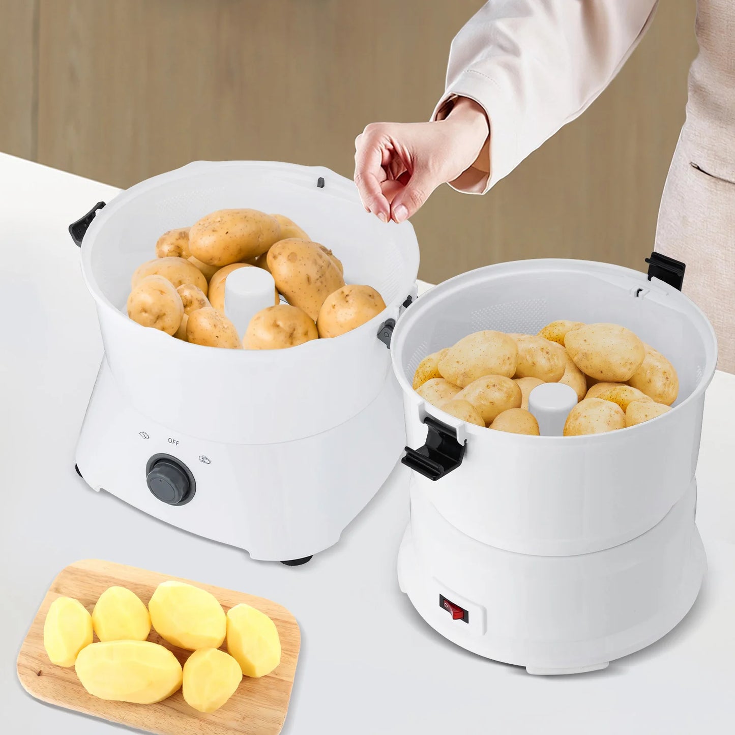 85W Electric Potato Peeler One Button Drive Automatic Spinner