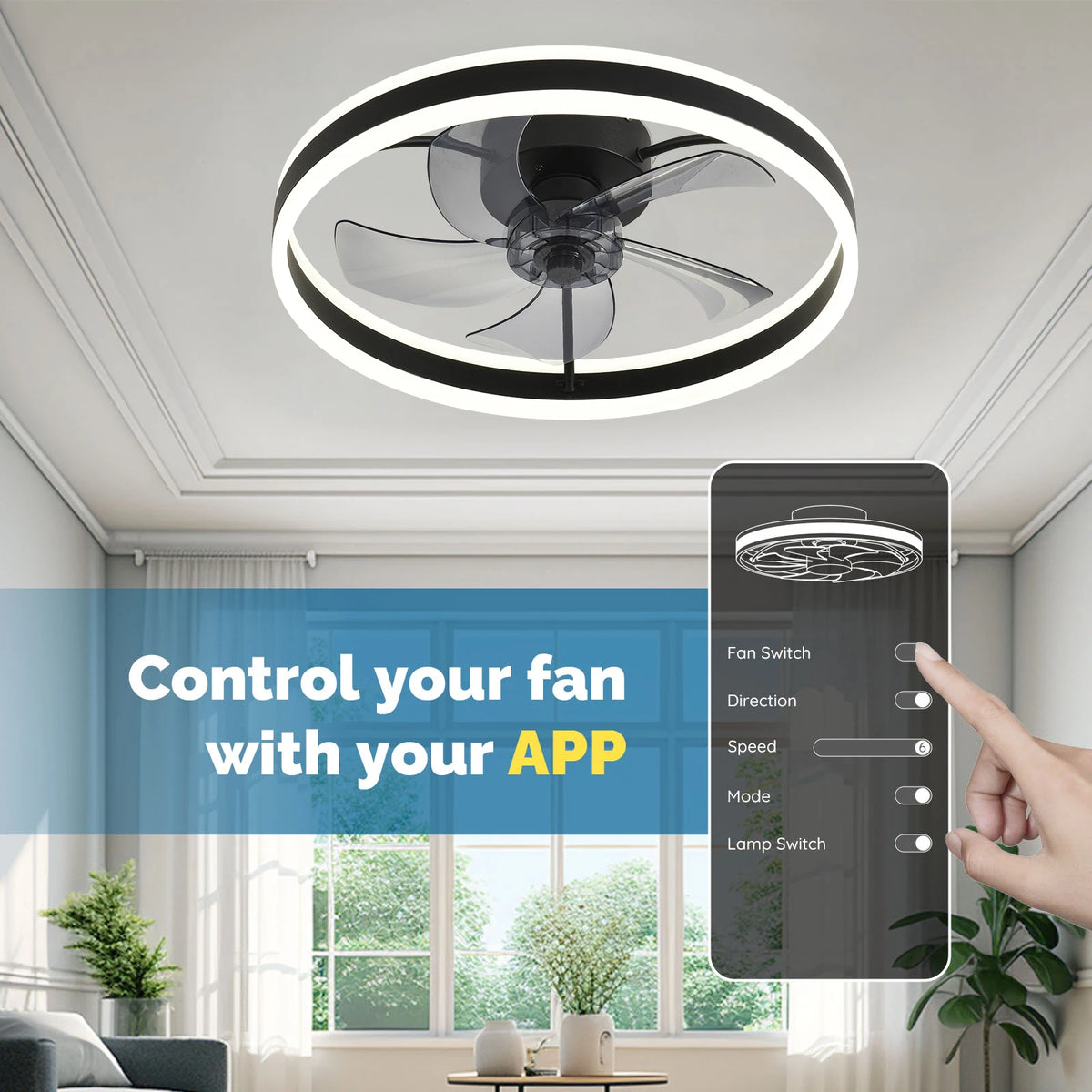 Orison LED Ceiling Fan With Remote Control Flush Mount