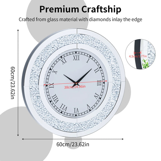Crystal Sparkle Mirror Wall Clock