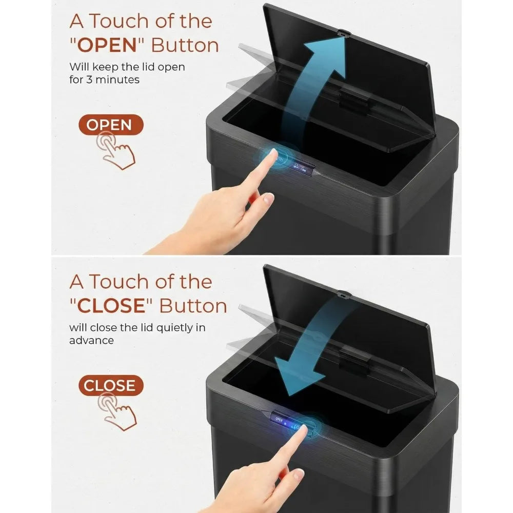 Touchless Motion Sensor Trash Can Stainless Steel