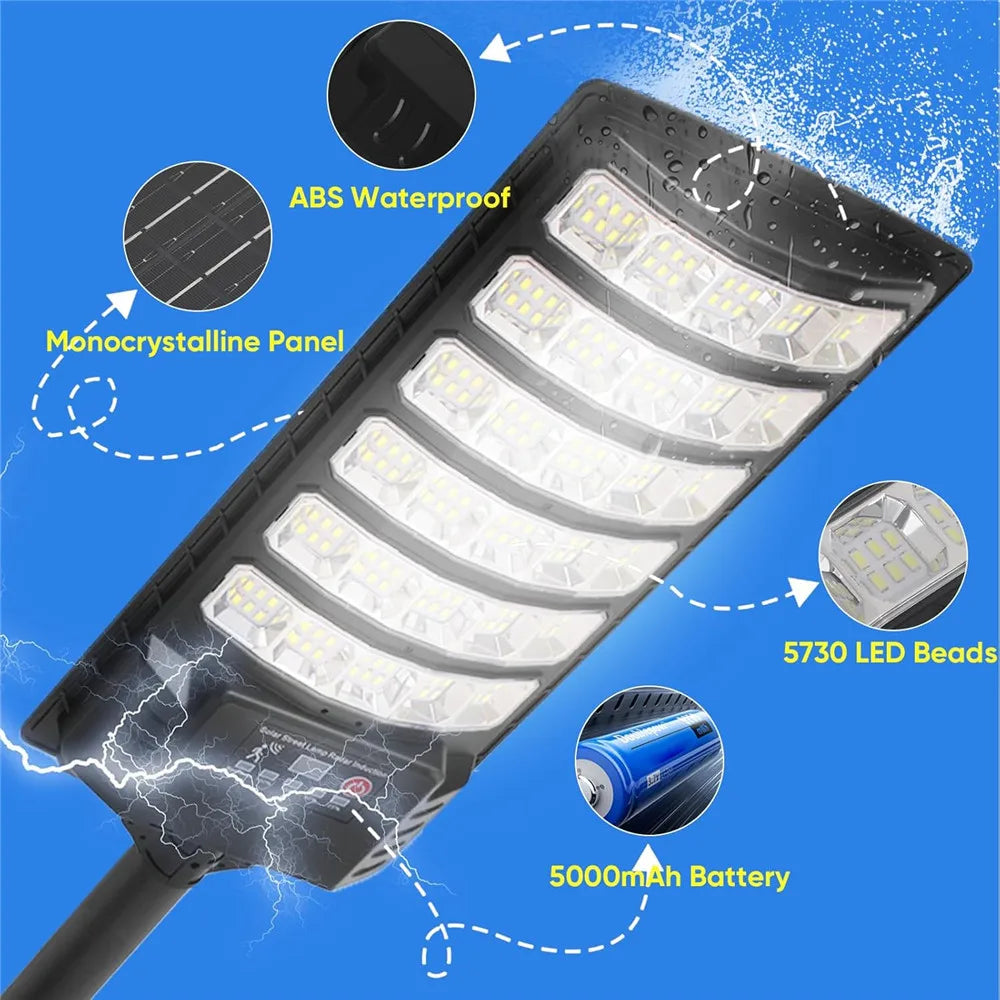 Solar Street Light Outdoor Dusk To Dawn 5000mAh