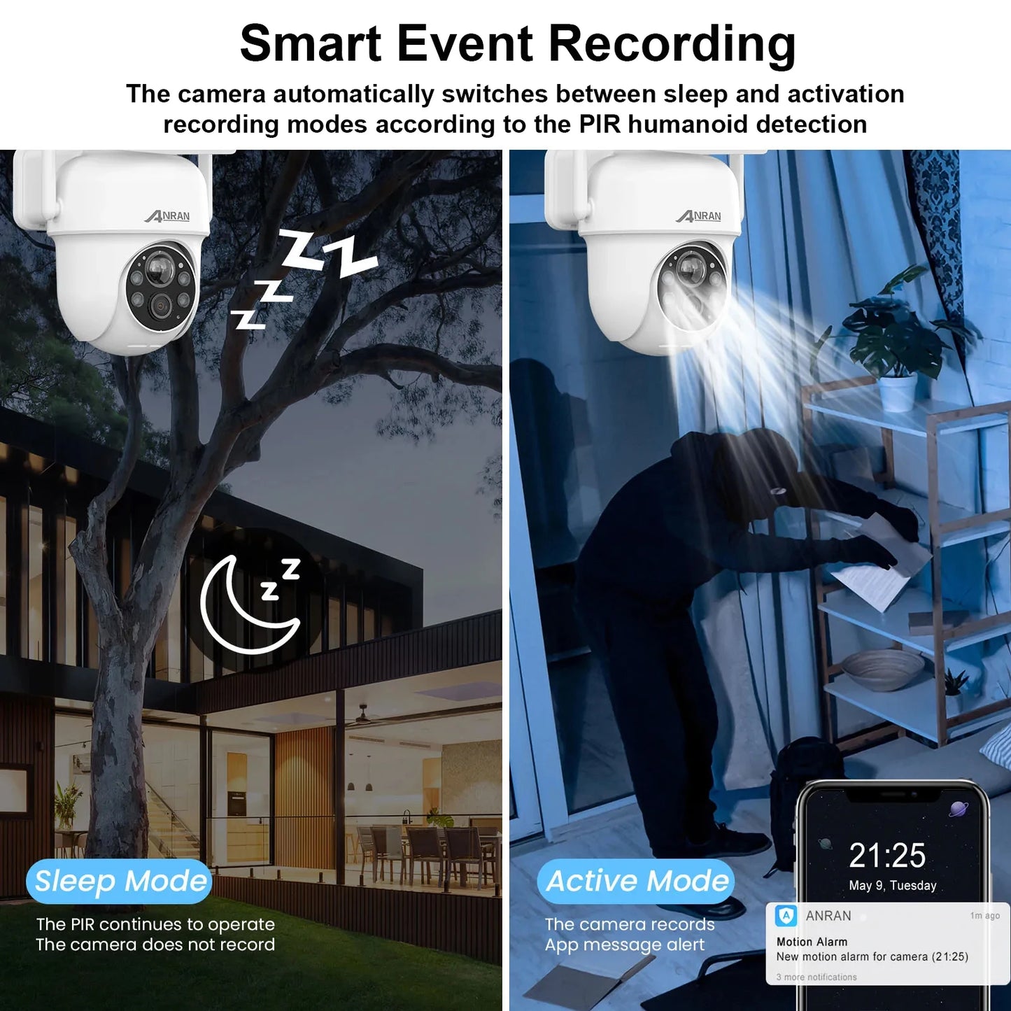 ANRAN Solar Security Camera 3/5MP Outdoor Battery WiFi