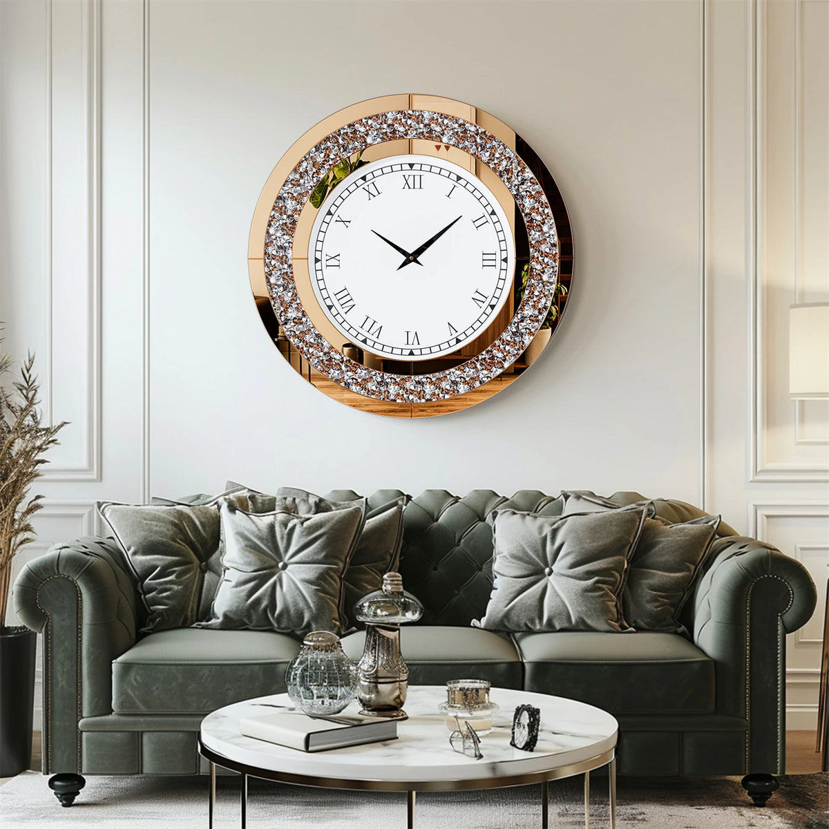 Crystal Sparkle Mirror Wall Clock