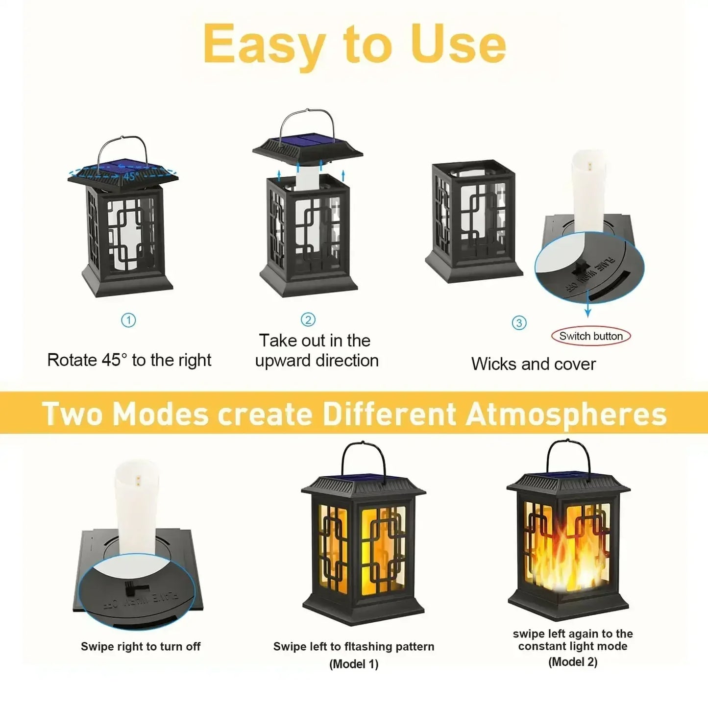 SZRSTH IP65 Waterproof Hanging Solar Flame Light Lantern