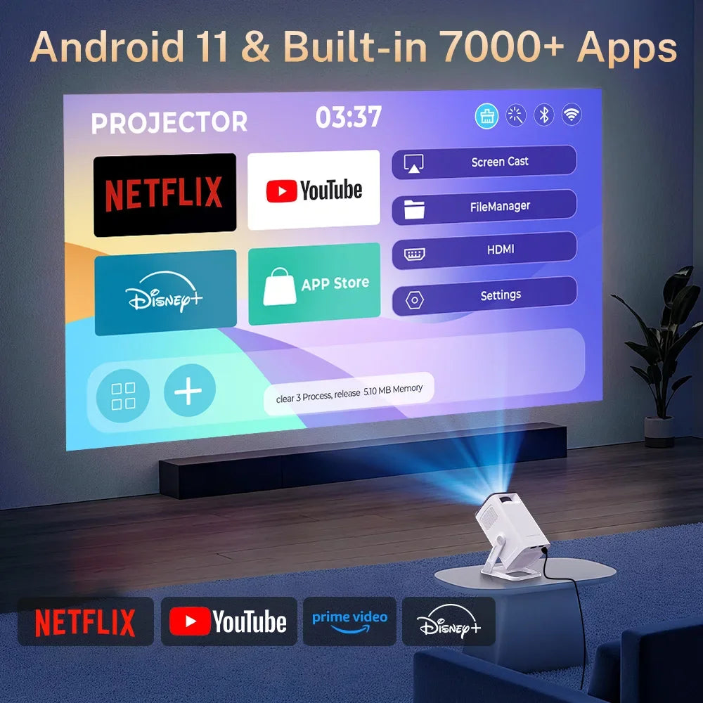 LynCast Android TV 1080P Portable Mini Projector