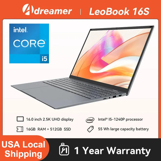 Intel Core I5 1240P 16GB RAM Windows 11 Laptop