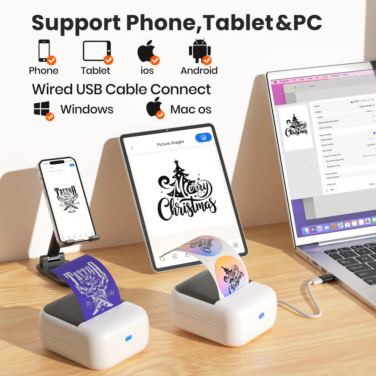 Portable Bluetooth Thermal Label and Tattoo Printer