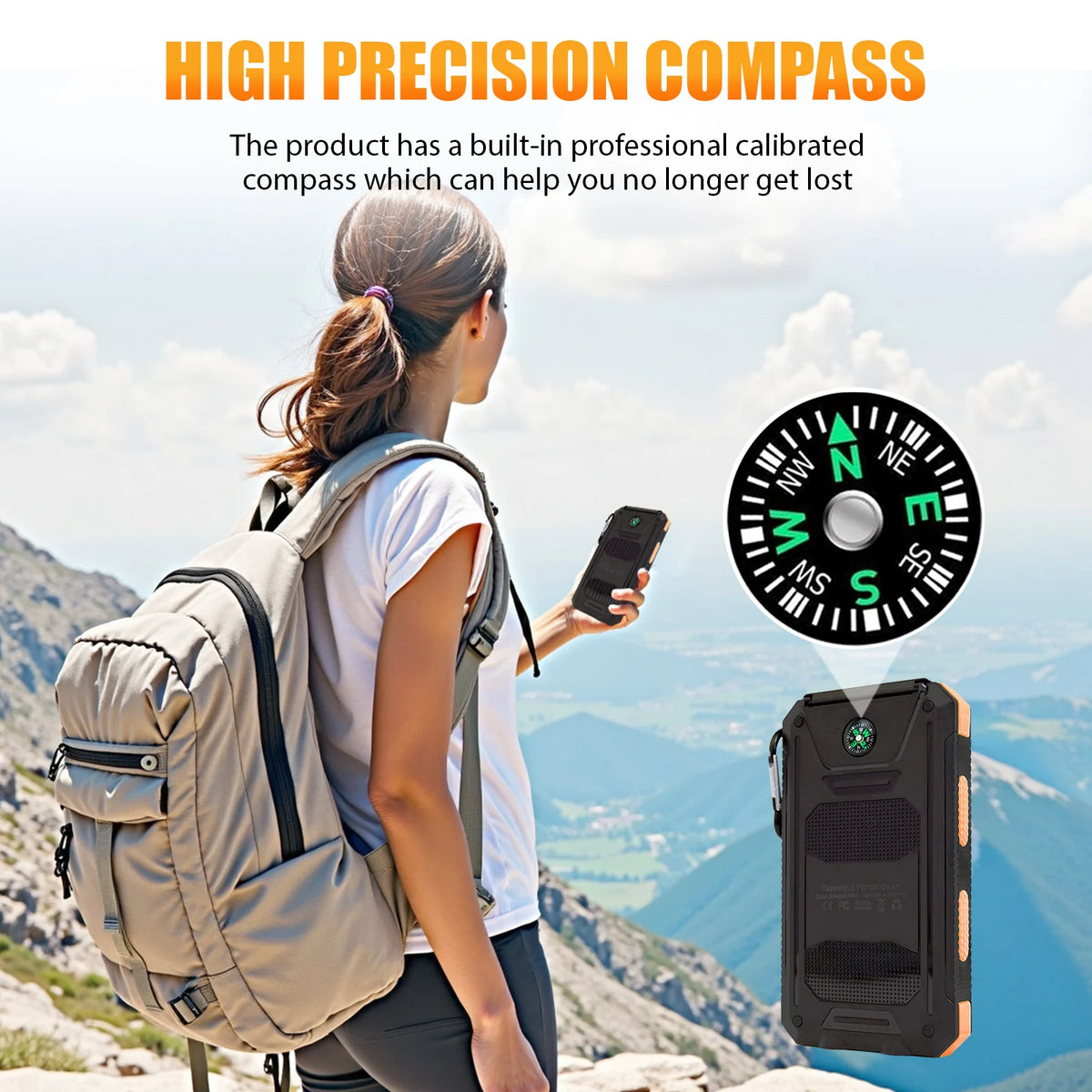 Solar Power Bank With Wireless Charging And LED Light