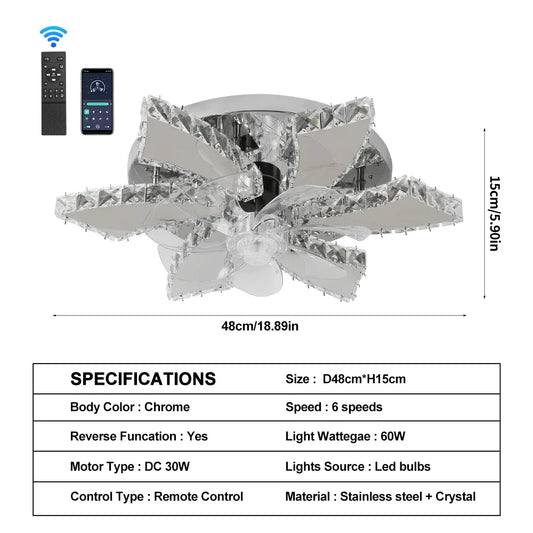 GreeLustr Smart Led Ceiling Fan Chandelier