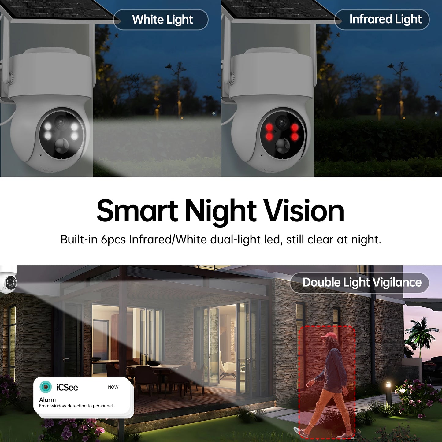 GEYUNE 4MP Wireless Solar Security Camera Outdoor PIR