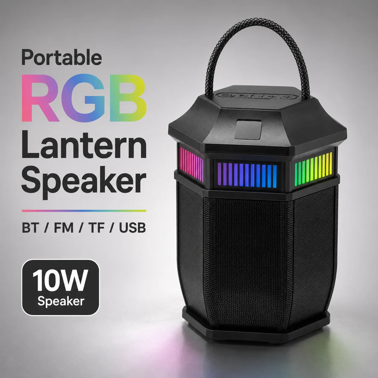 Portable Bluetooth Lantern Speaker 10W RGB Lighting Modes