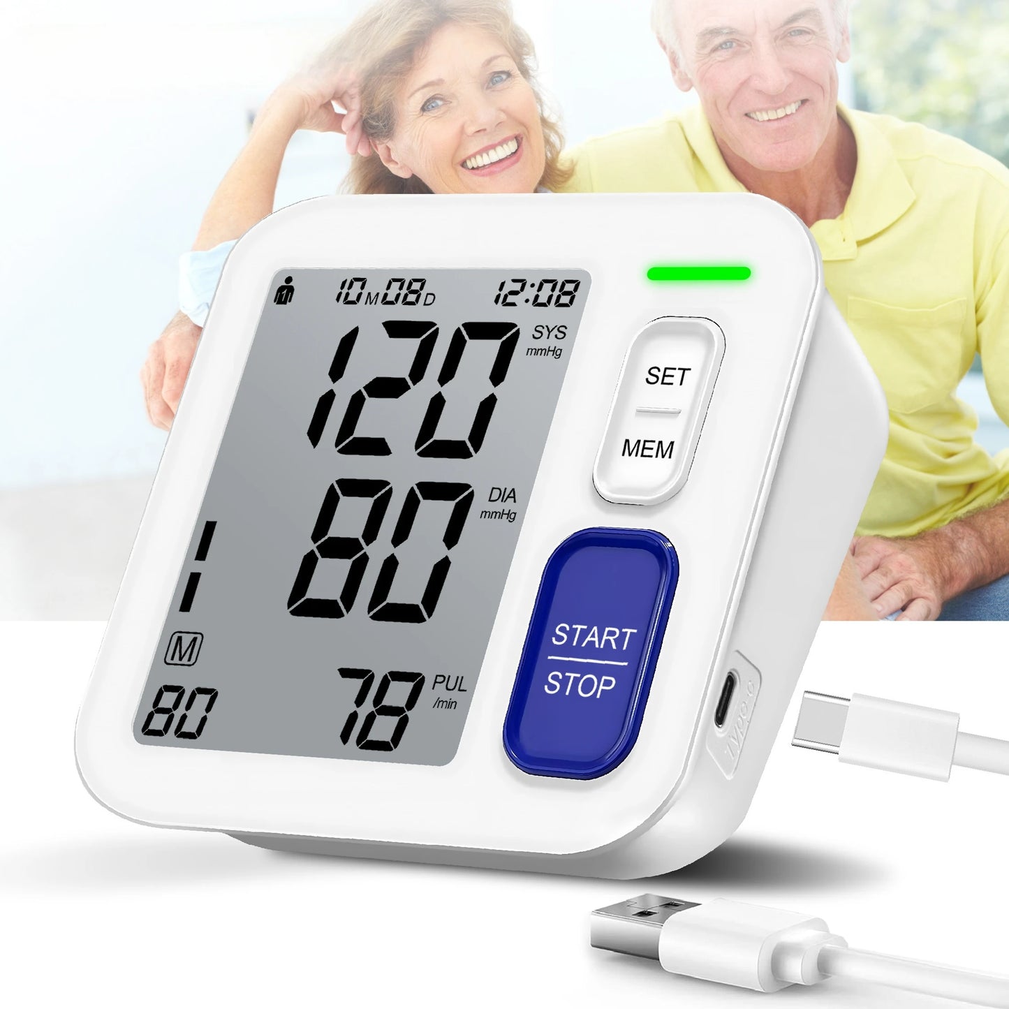 Automatic Sphygmomanometer with a Large Cuff for Upper Arms, Featuring a Wide Range of 8.66-16.54 inch, Memory for 2*90 Readings