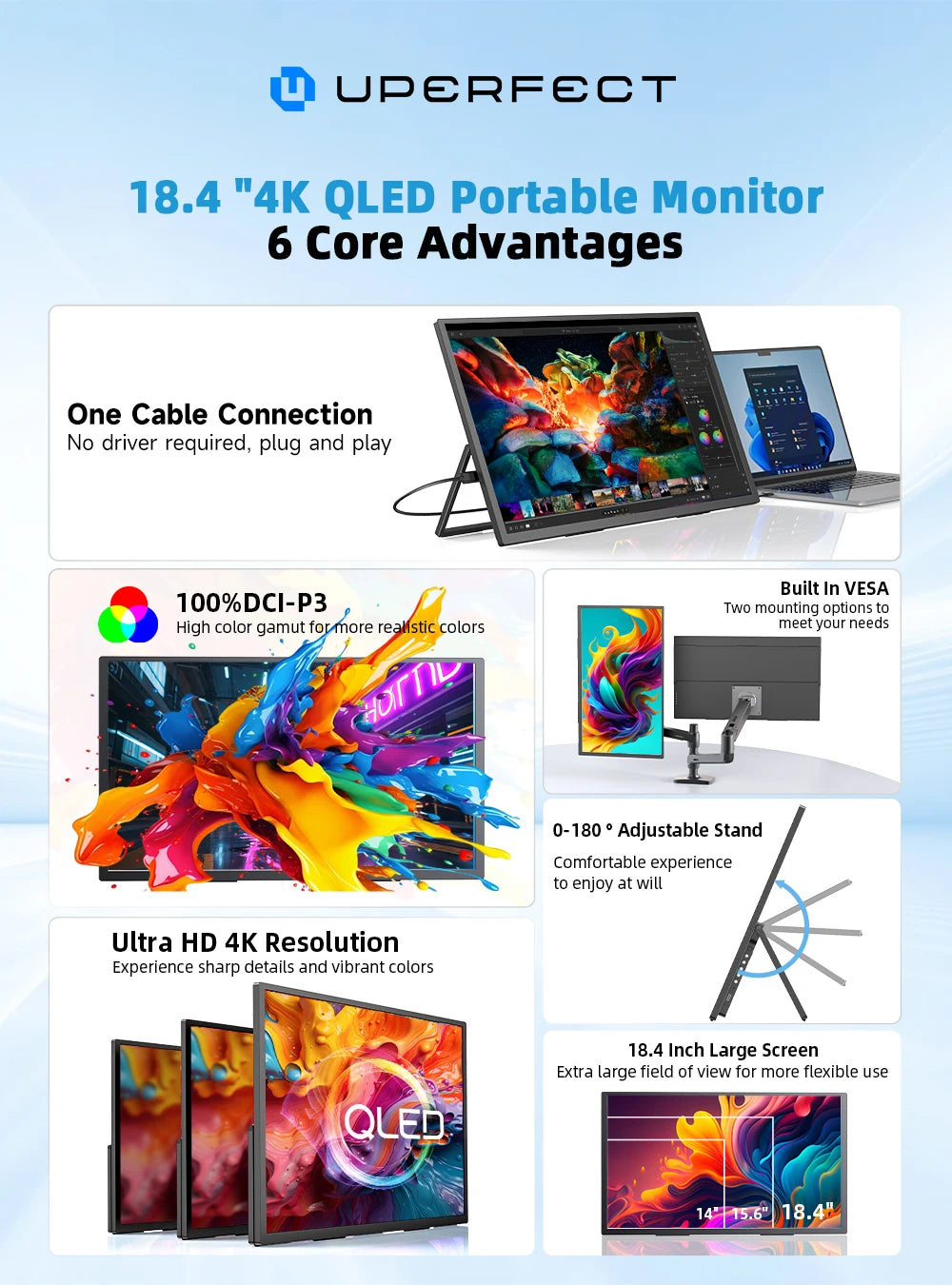 UPERFECT 4K QLED Portable Gaming Monitor