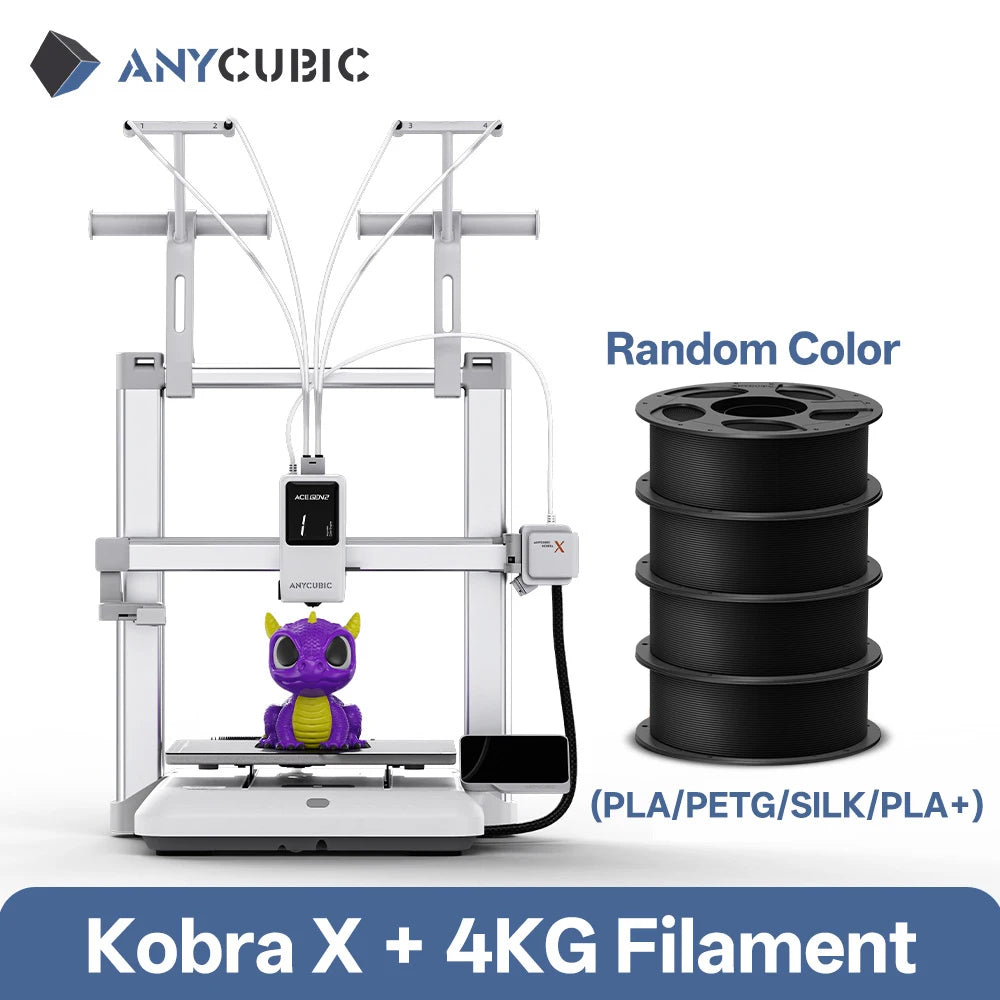 ANYCUBIC Kobra X 3D Printer 2X Speed & Filament Saving Auto Leveling Max 600mm/s Print Speed Soft & Hard Multi-color 3D Printer