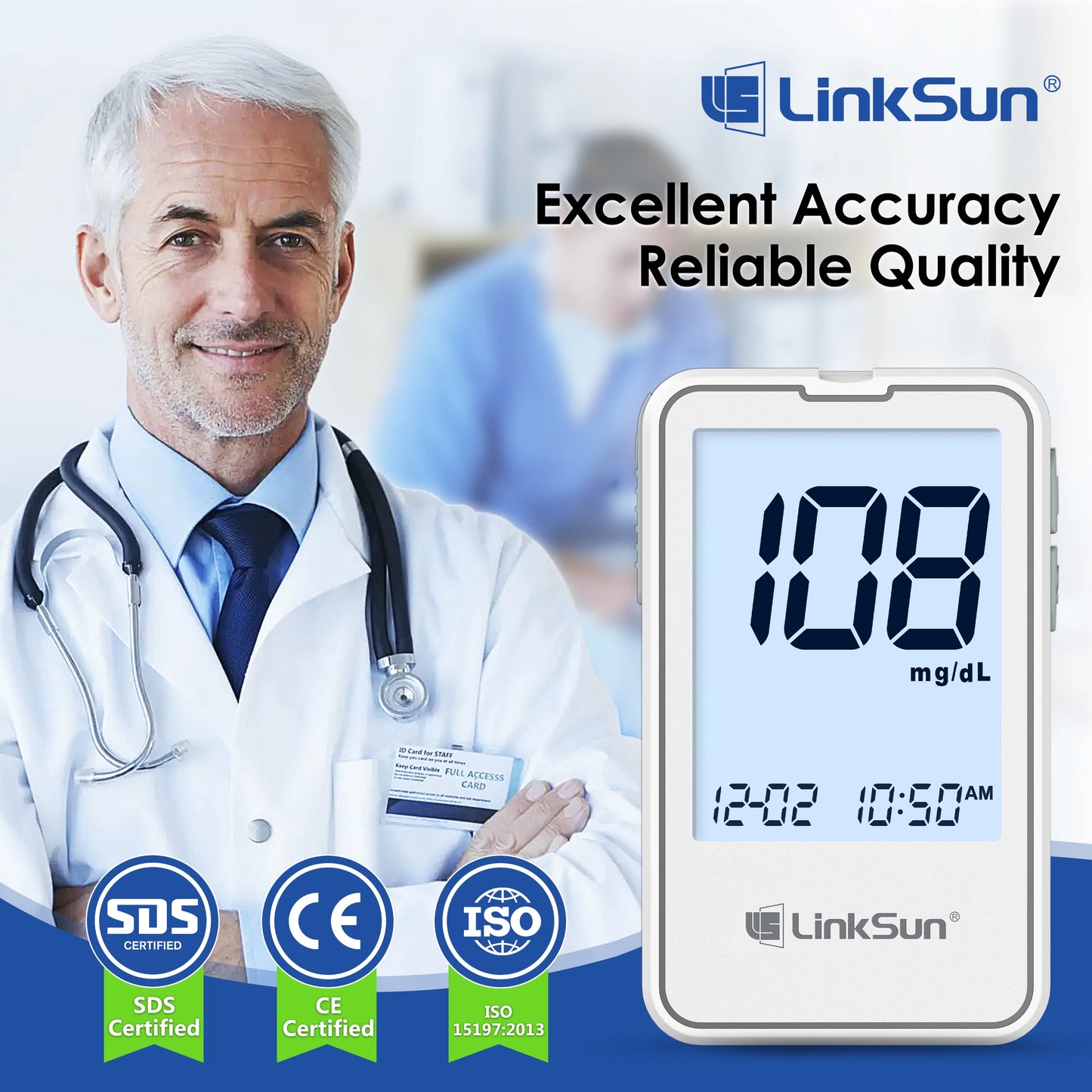 Linksun G-425-2 Blood Glucose Meter Glucometer Kit