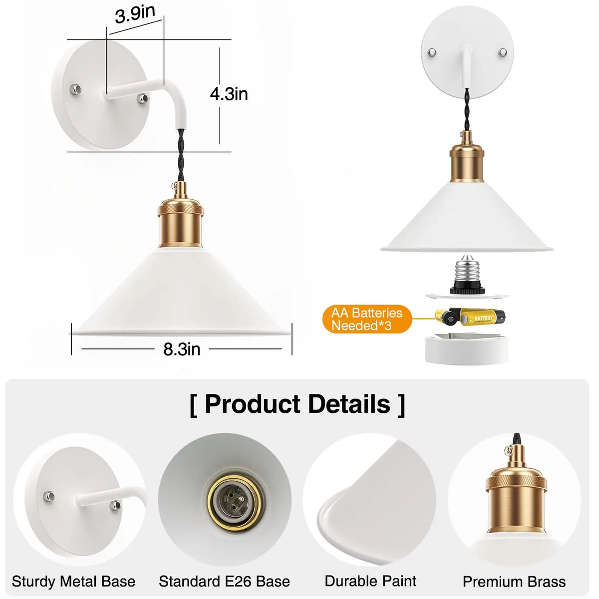PRTILOUD Set Of 2 RGB Wall Sconces Dimmable With Remote