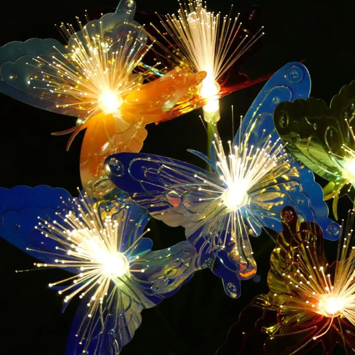 Solar LED Fiber Optic Butterfly Light 6 Head Garden