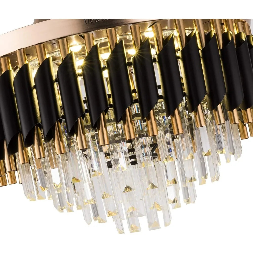 Crystal Fandelier Chandelier With Retractable Ceiling Fan