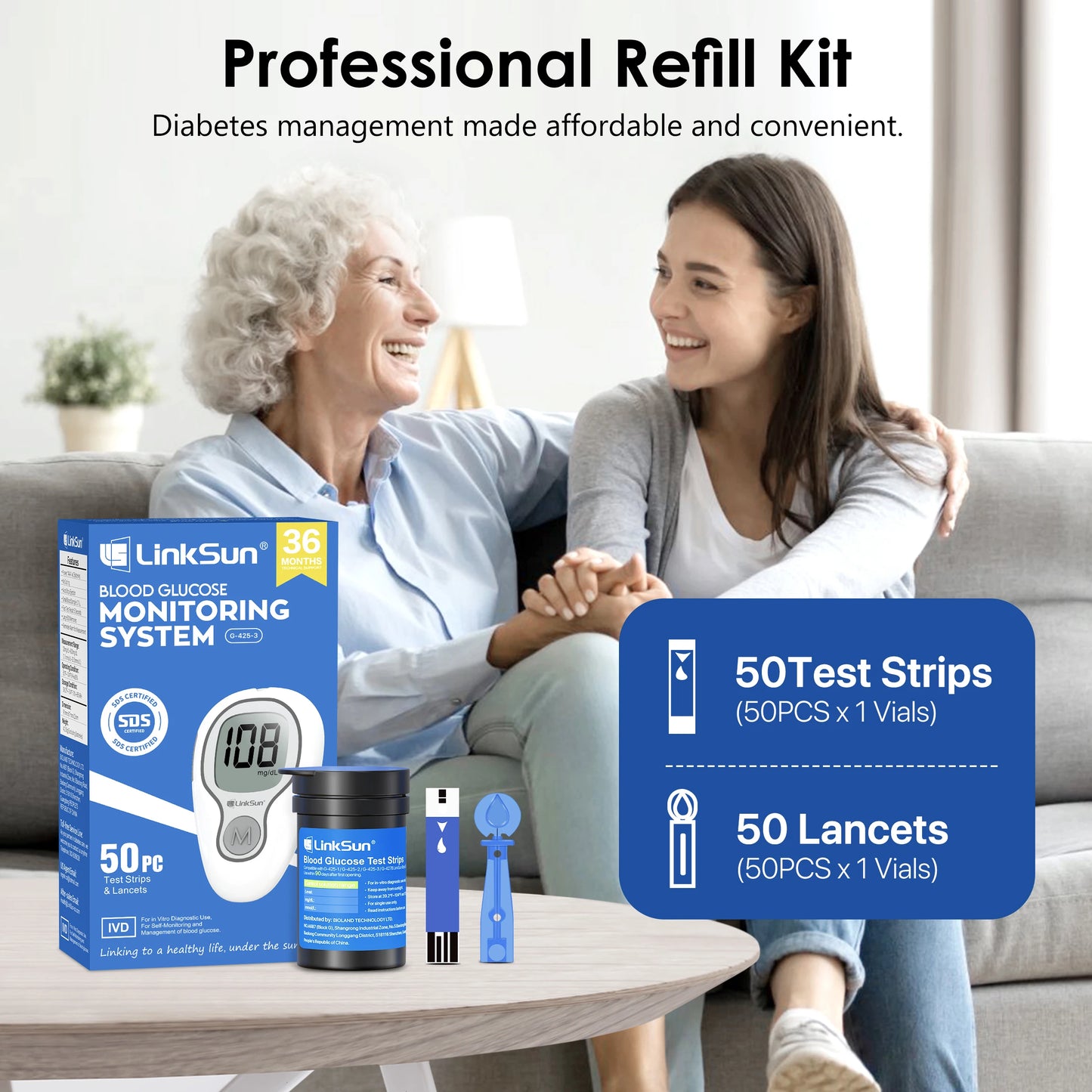 Linksun Blood Glucose Meter G4253 Glucometer Kit