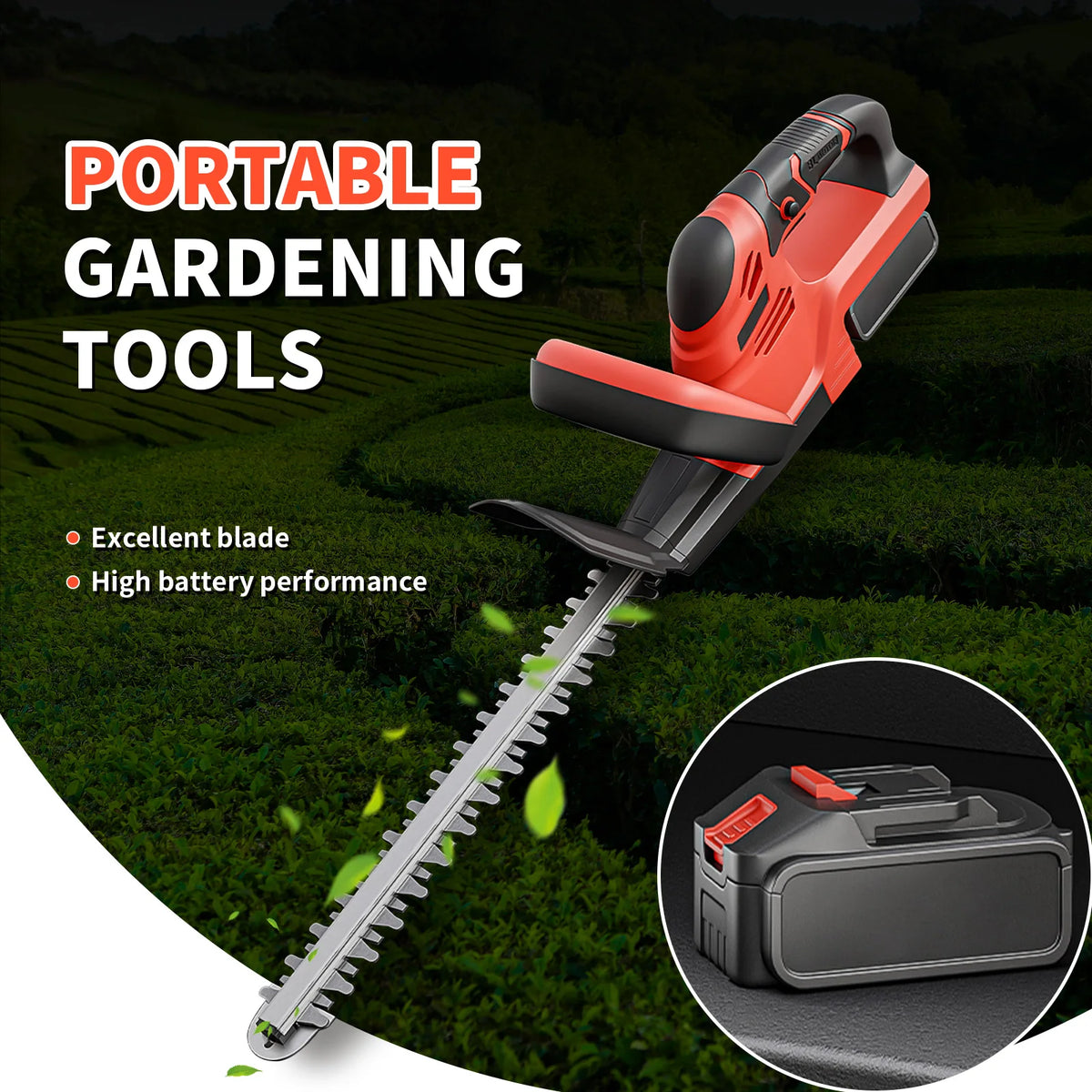 Cordless Electric Hedge Trimmer With Battery Included