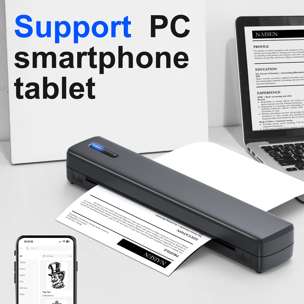 POLONO Portable Inkless Wireless Thermal Printer