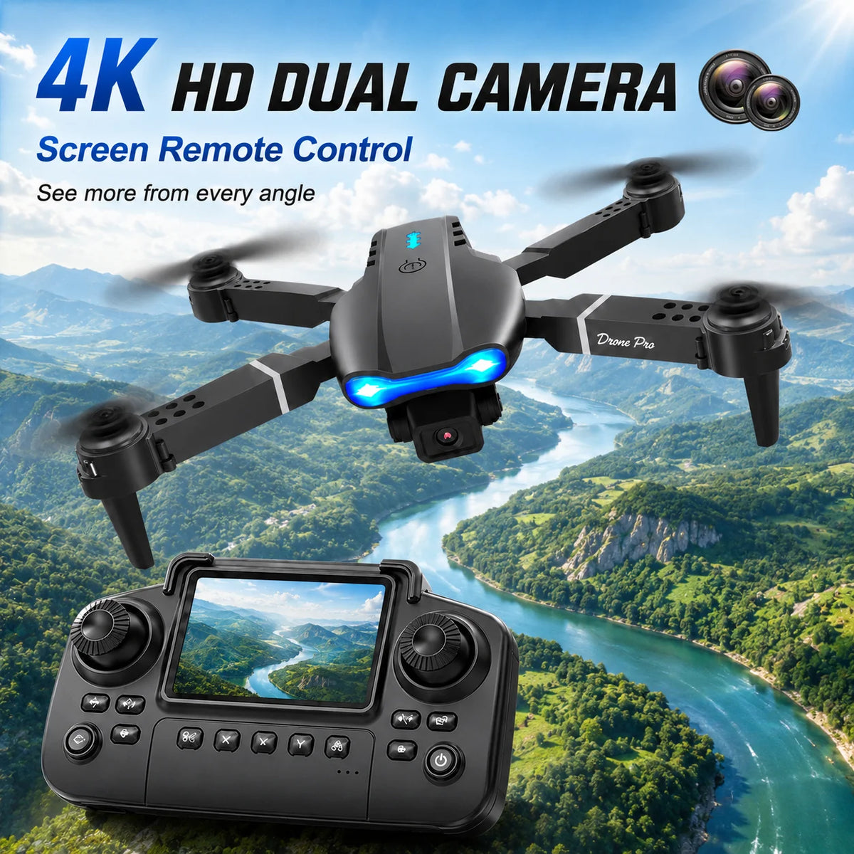 ZNLYRION Foldable 4K Dual Camera RC Drone With App Control
