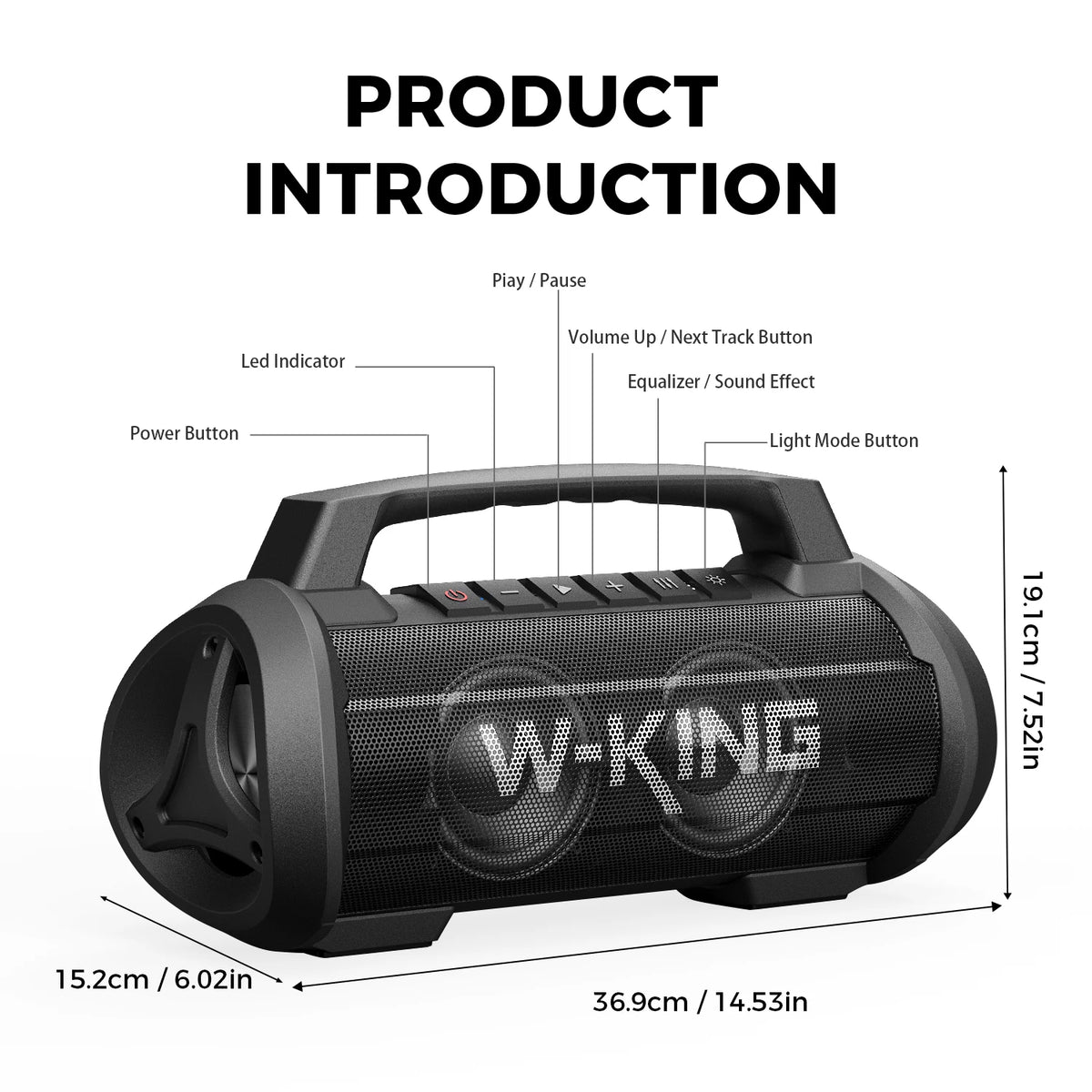 W-King 70W RMS Bluetooth Portable Waterproof Speaker