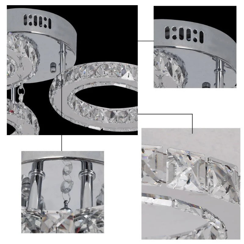 GreeLustr Modern Pendant Light Crystal Ring Chandelier