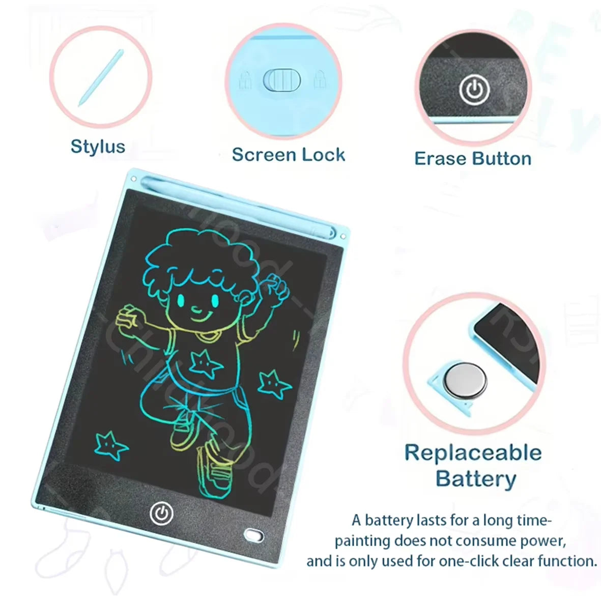 LCD Writing Tablet for Kids Toy with Single Click Erase