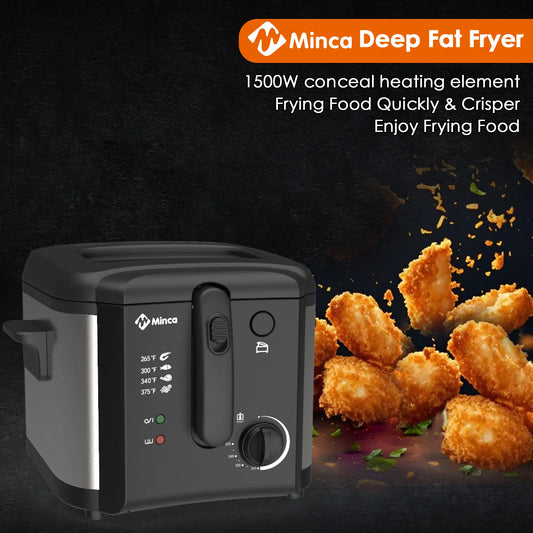 M Minca 1500W Fryer With Detachable Lid Odor Filter