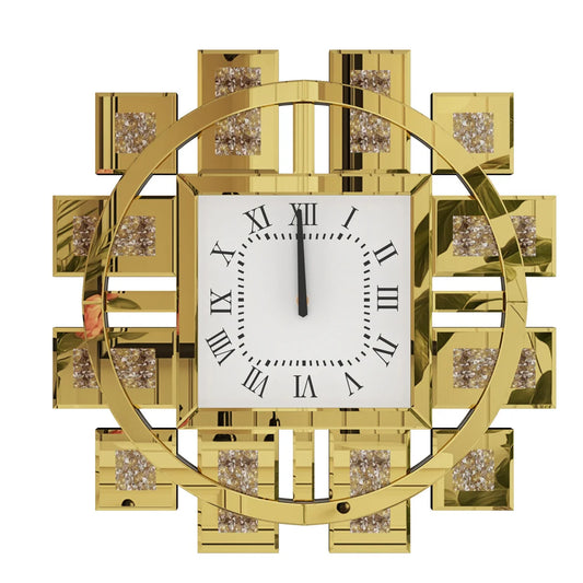 Decorative Resin Wall Clock With Crystal Inlay Design