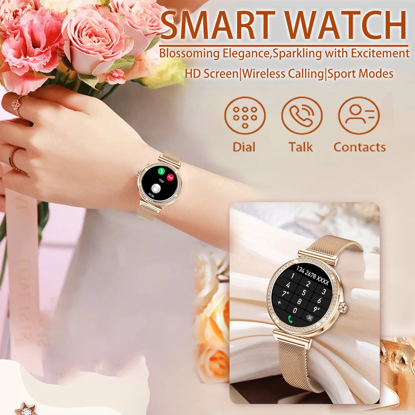 Women Smart Watch Wireless Calls Touchscreen iPhone Android