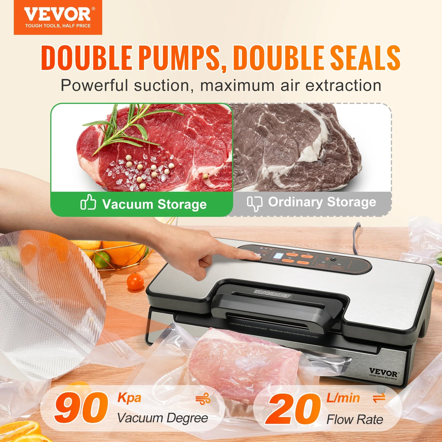 SucceBuy Vacuum Sealer 90Kpa 130W For Household Kitchen