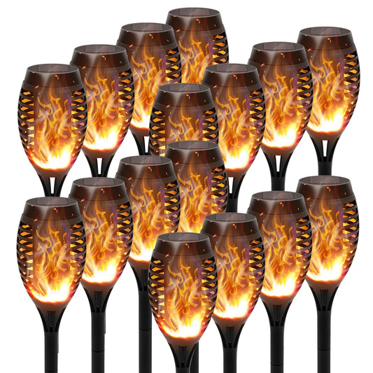 Solar Torch Lights With Flickering Flame Waterproof Garden