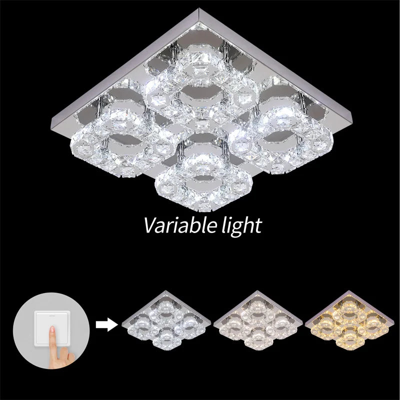 GreeLustr Square Crystal Led Ceiling Light