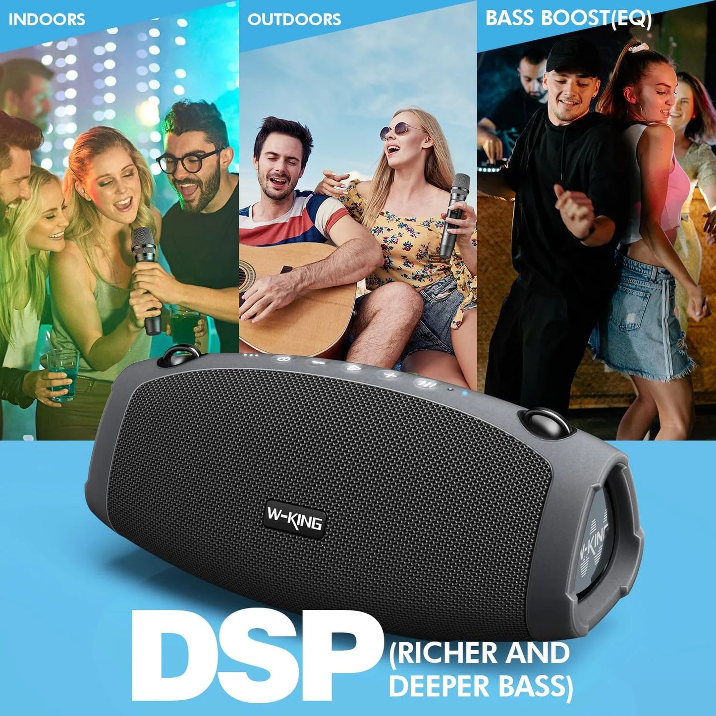 W-KING Portable Bluetooth Speaker Wireless Microphone 120W