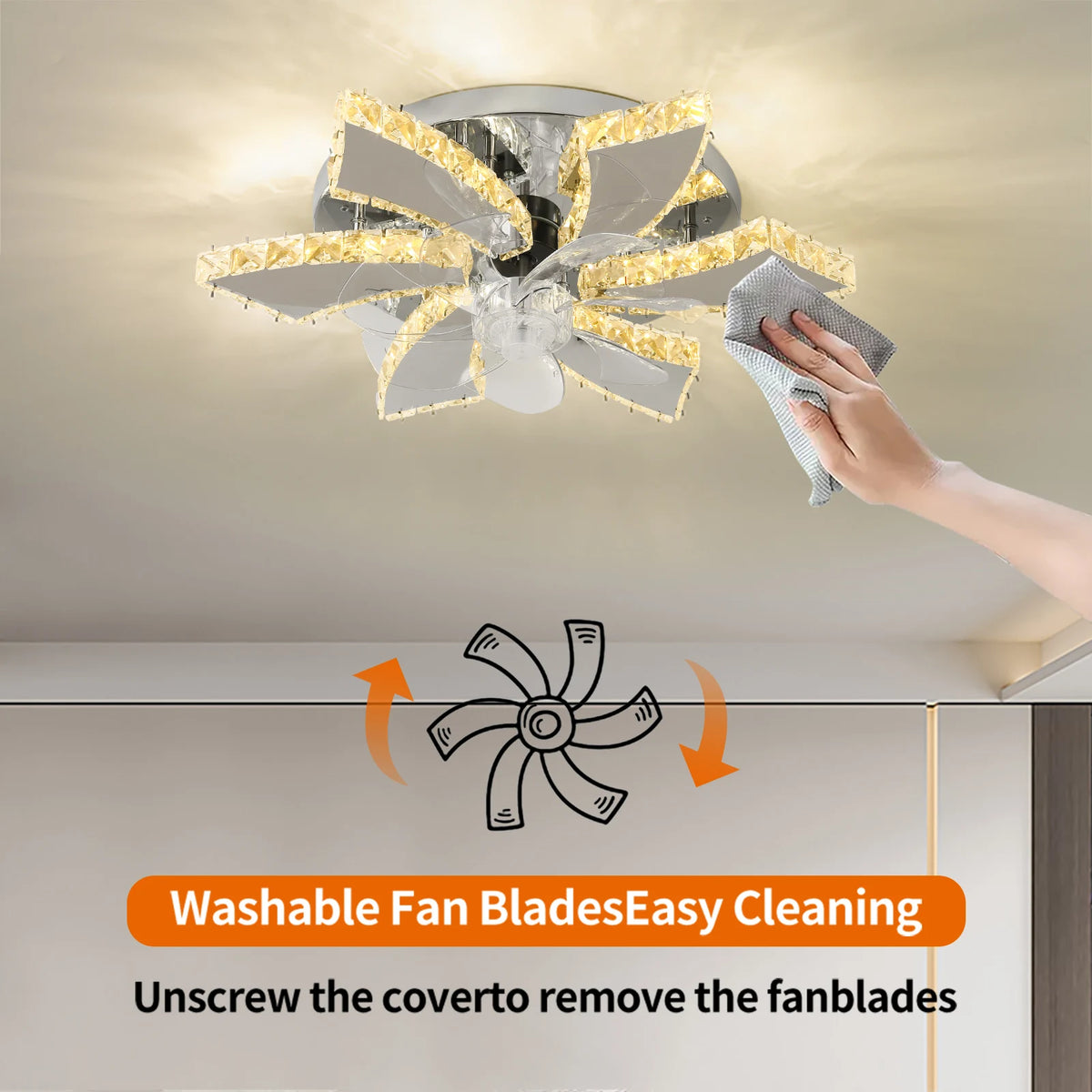 GreeLustr Smart Led Ceiling Fan Chandelier
