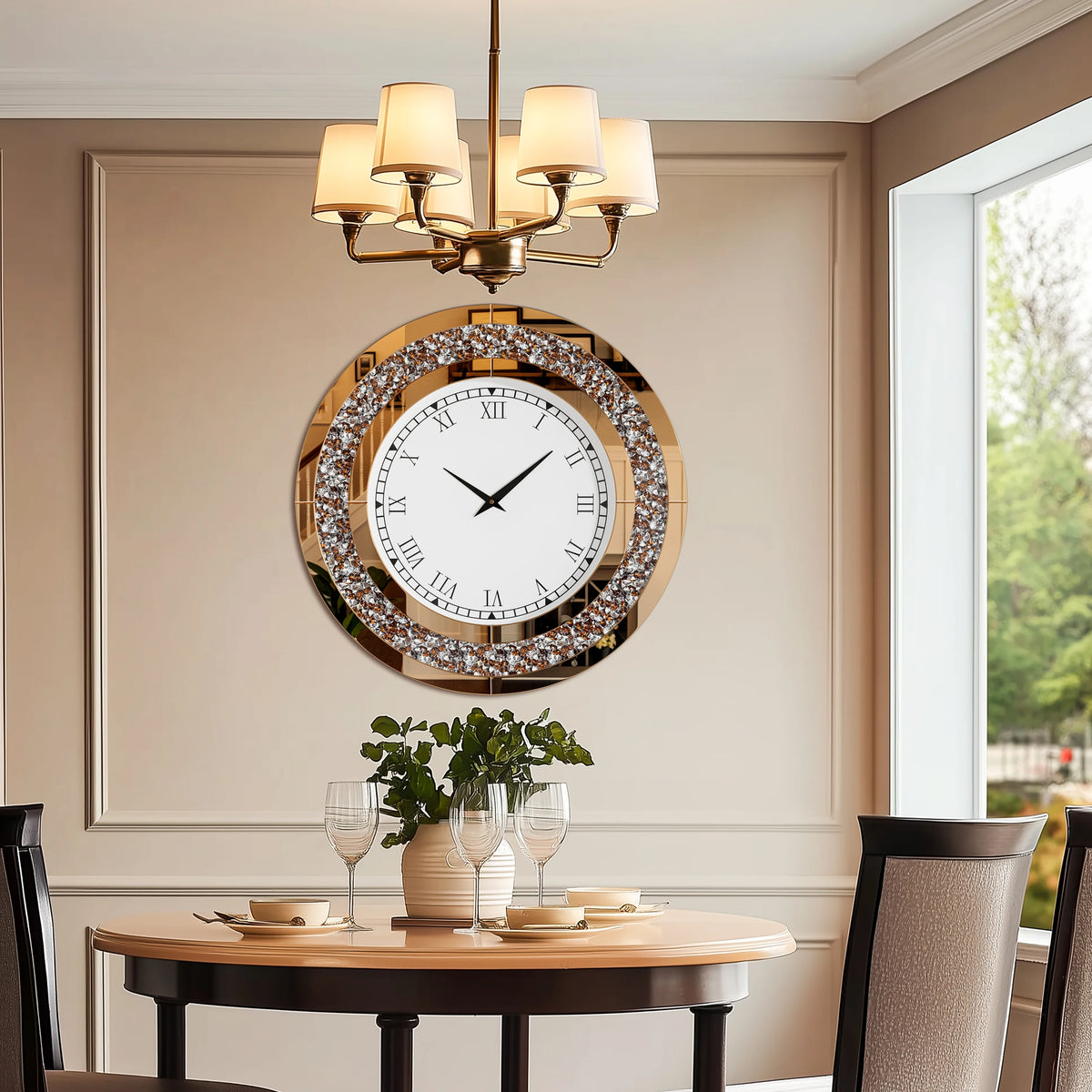 Crystal Sparkle Mirror Wall Clock