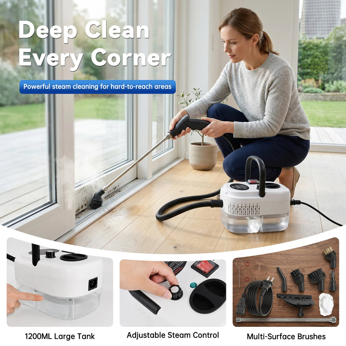 2500W Handheld Steam Cleaner With Accessories