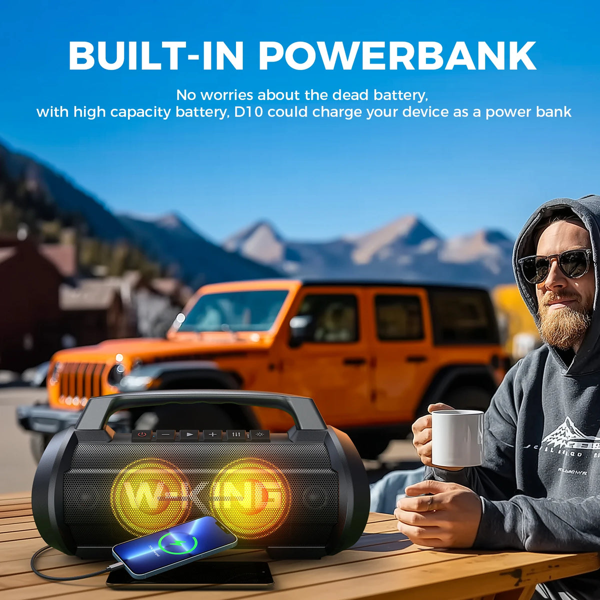 W-King 70W RMS Bluetooth Portable Waterproof Speaker